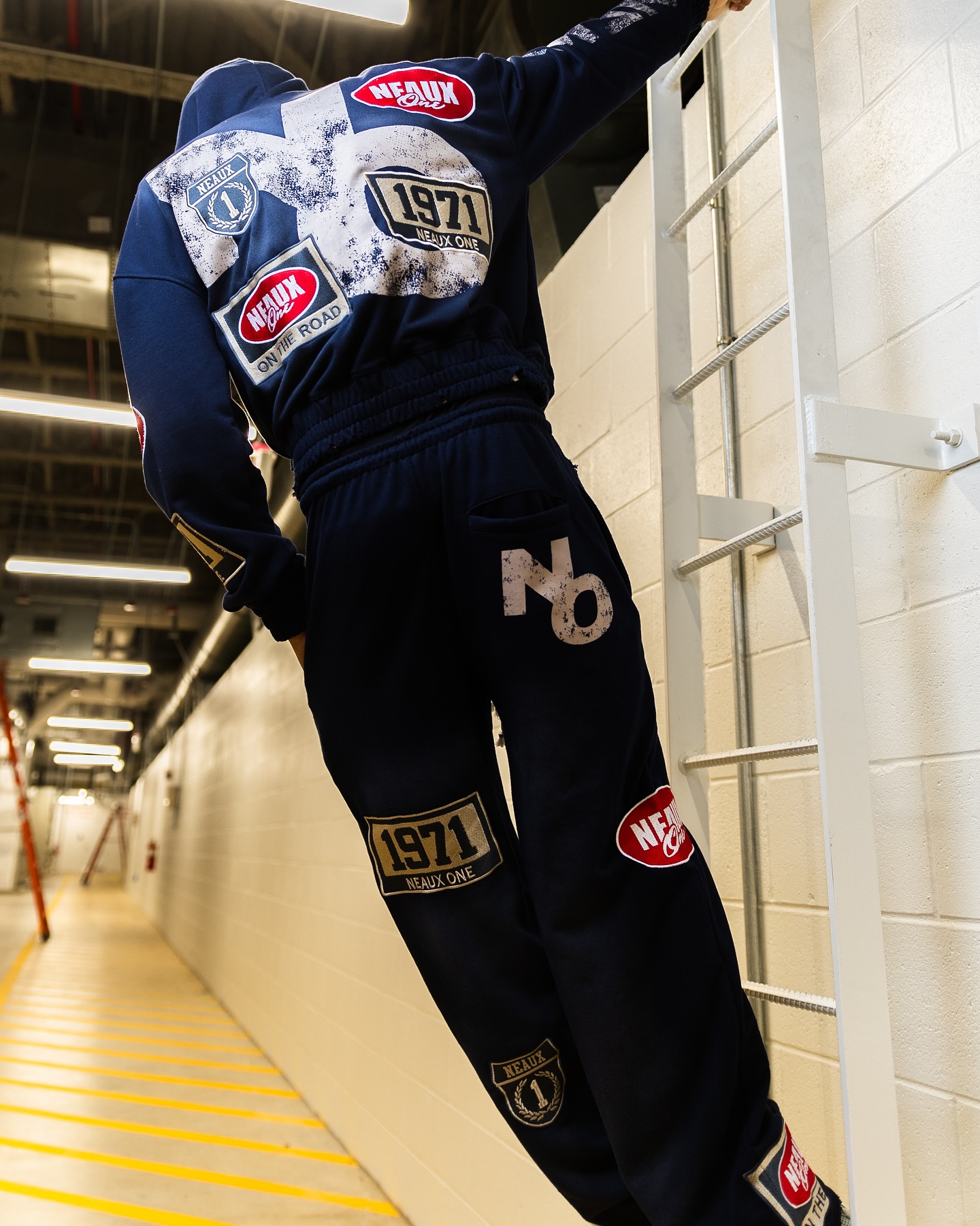 Neaux One Patchwork Hoodie Set (Back View)